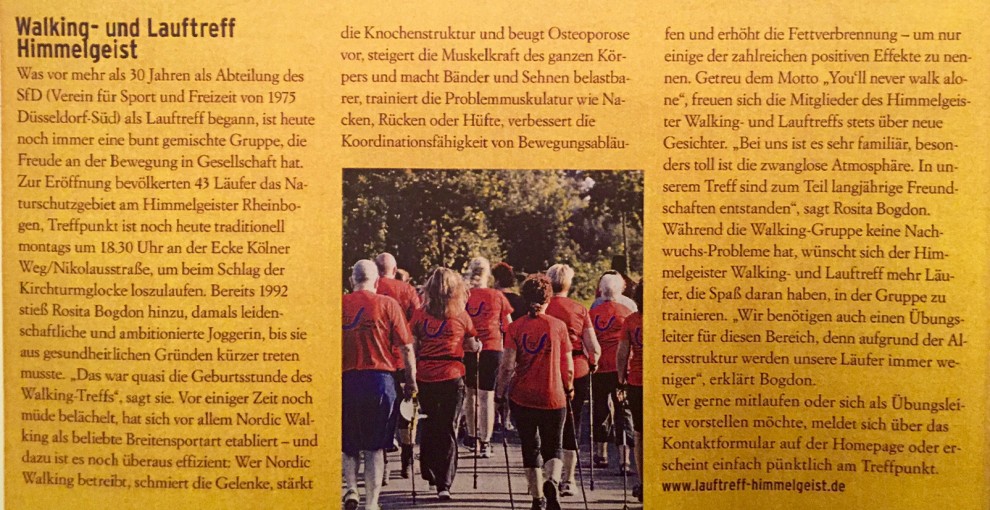 Artikel in der Zeitschrift „Düsseldorf lebt gesund! 2015/2016“